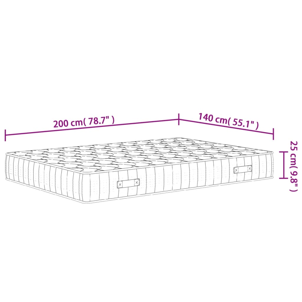 Pocketveringmatras middelhard-hard 140x200 cm