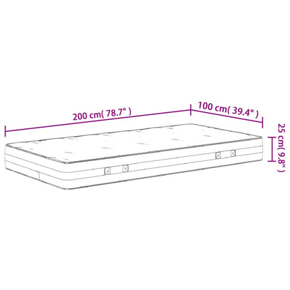 Pocketveringmatras middelhard-hard 100x200 cm