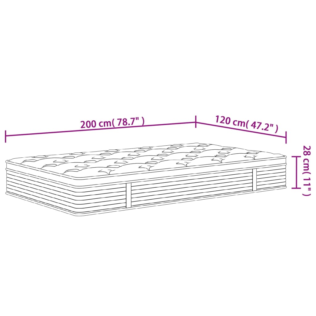 Pocketveringmatras middelhard 120x200 cm