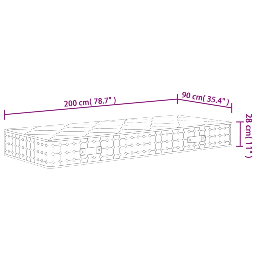 Pocketveringmatras middelhard 90x200 cm