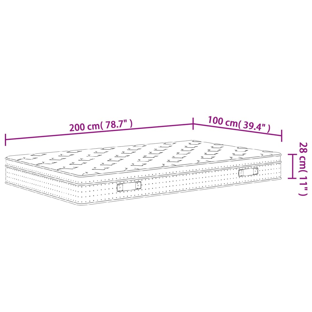 Pocketveringmatras middelhard 100x200 cm