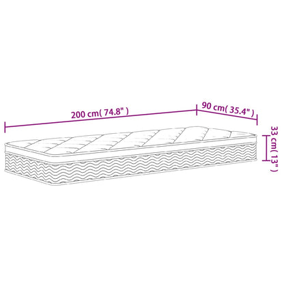 Pocketveringmatras middelhard-plus 90x200 cm