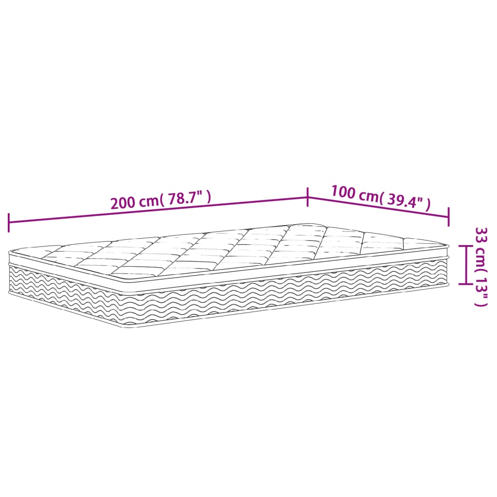 Pocketveringmatras middelhard-plus 100x200 cm