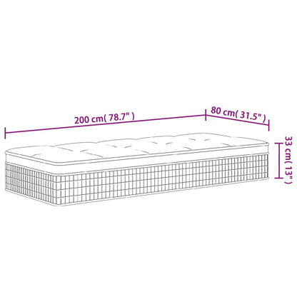 Pocketveringmatras middelhard-plus 80x200 cm