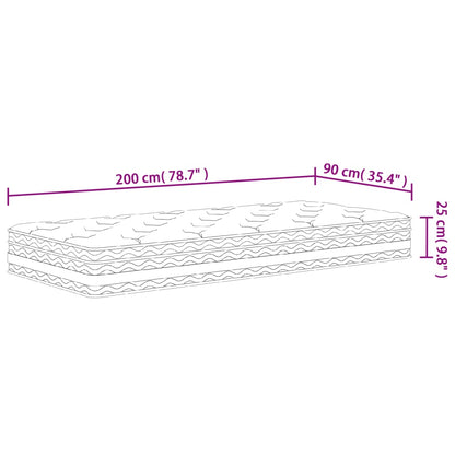 Pocketveringmatras middelhard 90x200 cm