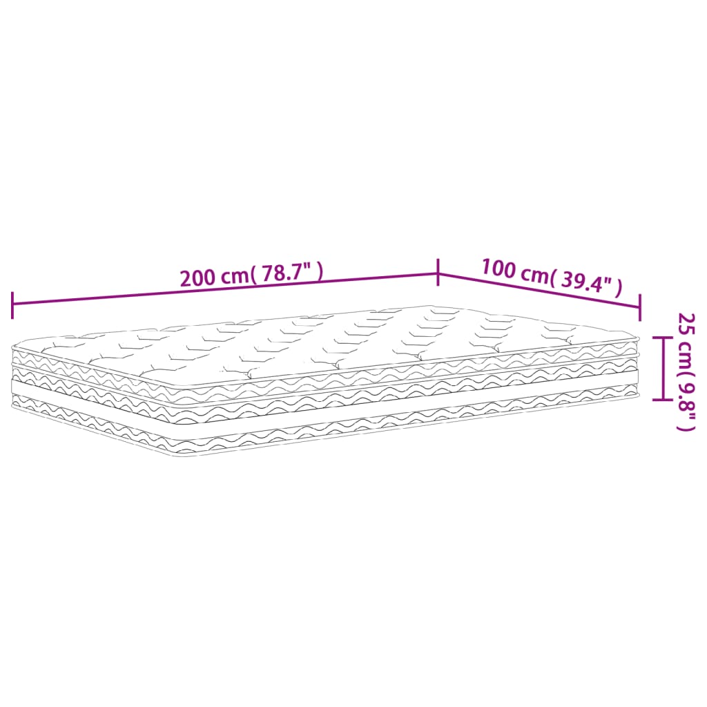 Pocketveringmatras middelhard 100x200 cm