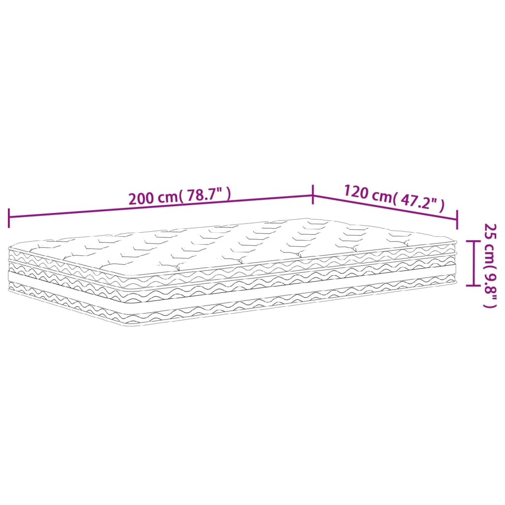 Pocketveringmatras middelhard 120x200 cm