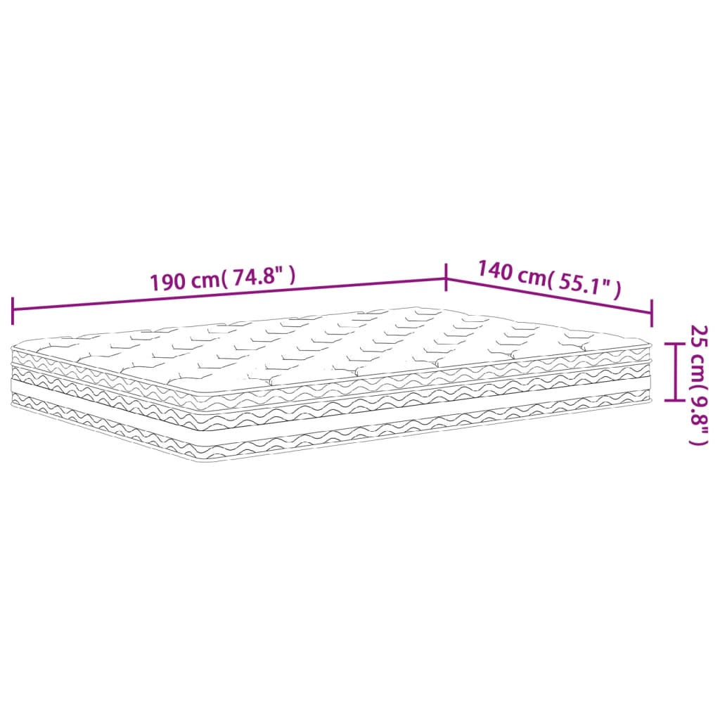 Pocketveringmatras middelhard 140x190 cm