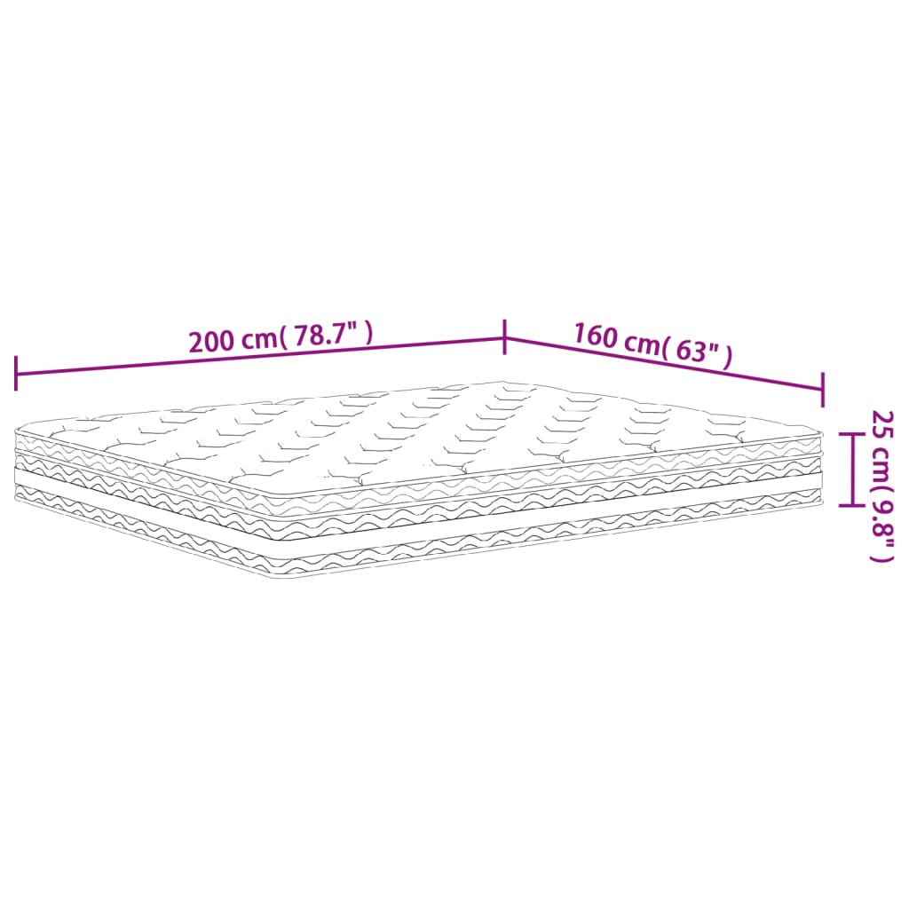 Pocketveringmatras middelhard 160x200 cm