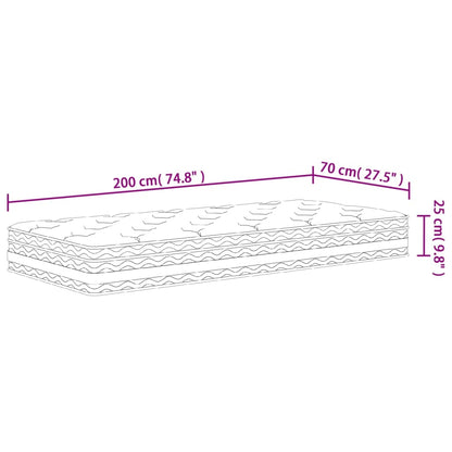 Pocketveringmatras middelhard 70x200 cm