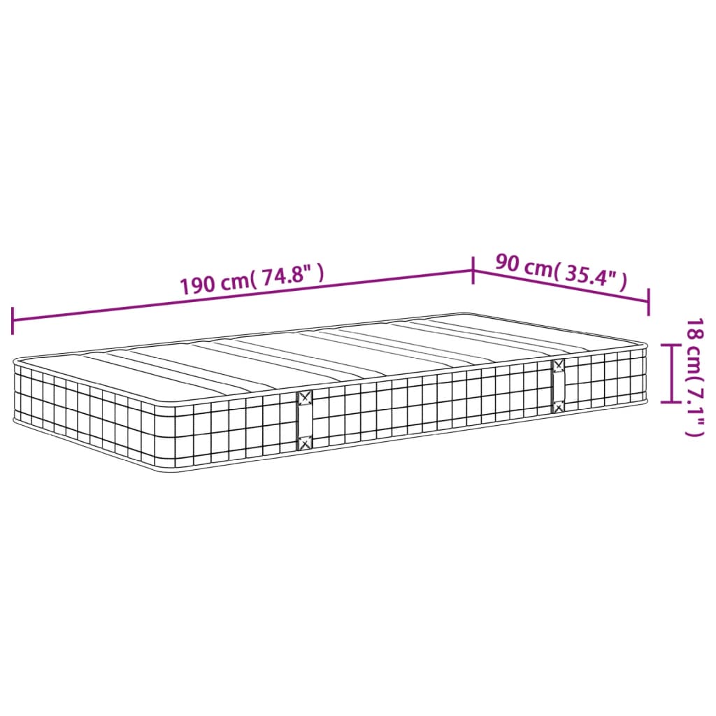 Binnenveringmatras middelhard 90x190 cm Single Size