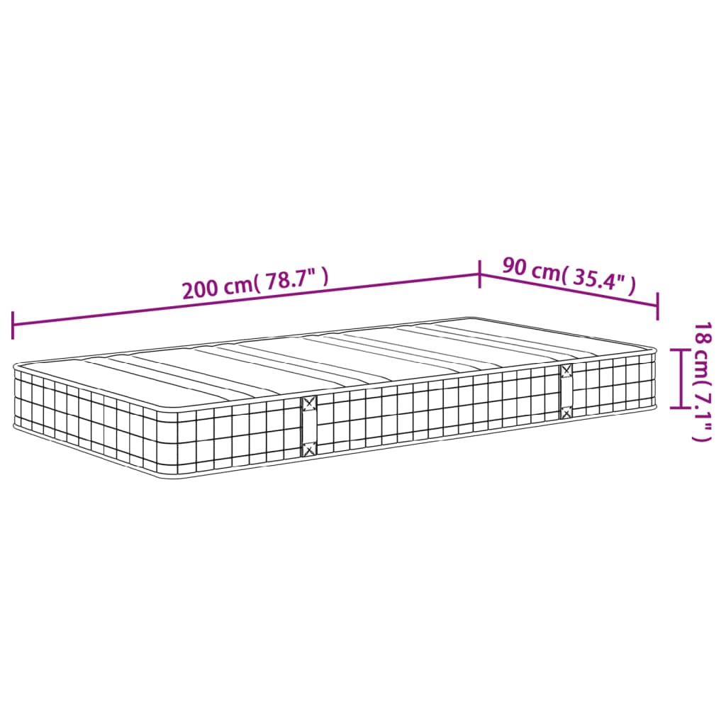 Binnenveringmatras middelhard 90x200 cm