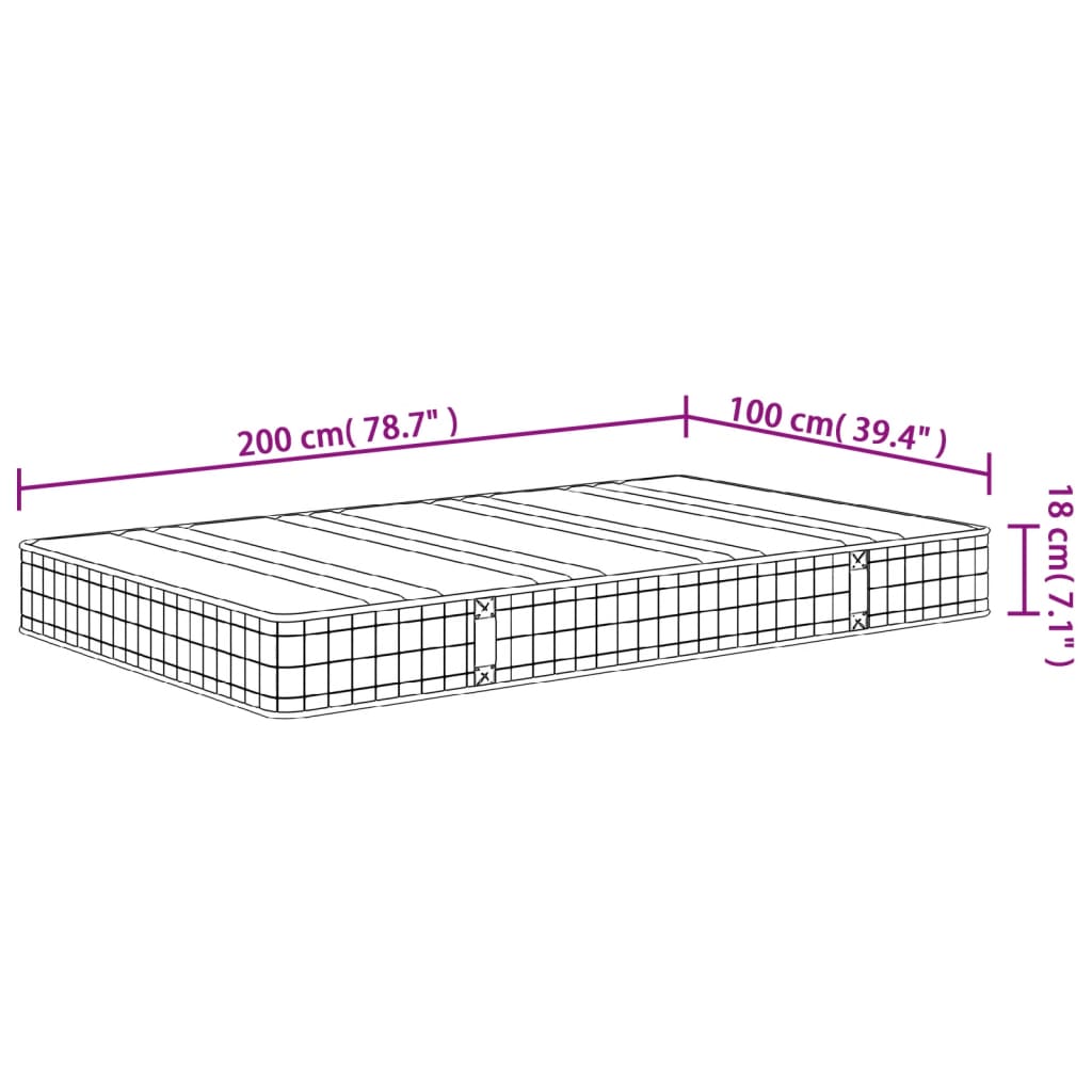 Binnenveringmatras middelhard 100x200 cm
