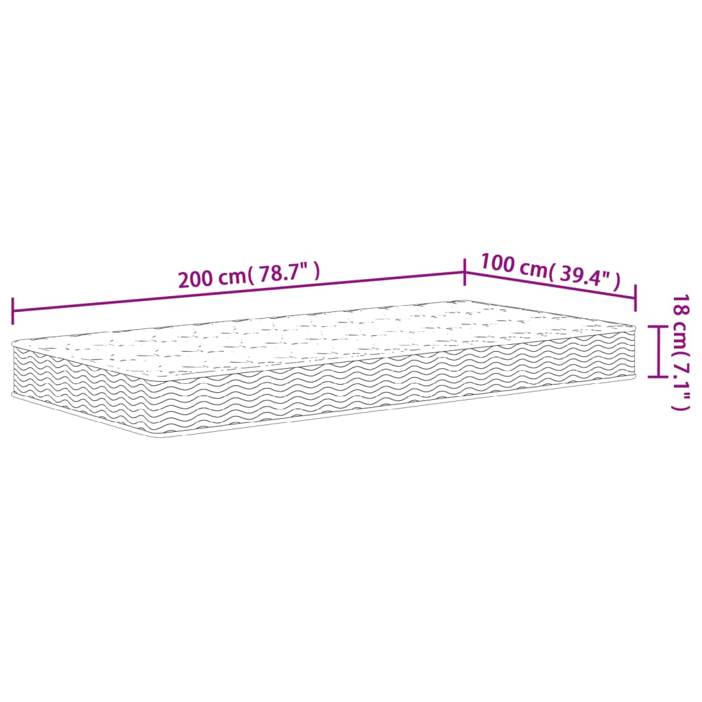 Binnenveringmatras middelhard 100x200 cm