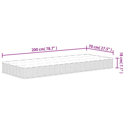Binnenveringmatras middelhard 70x200 cm