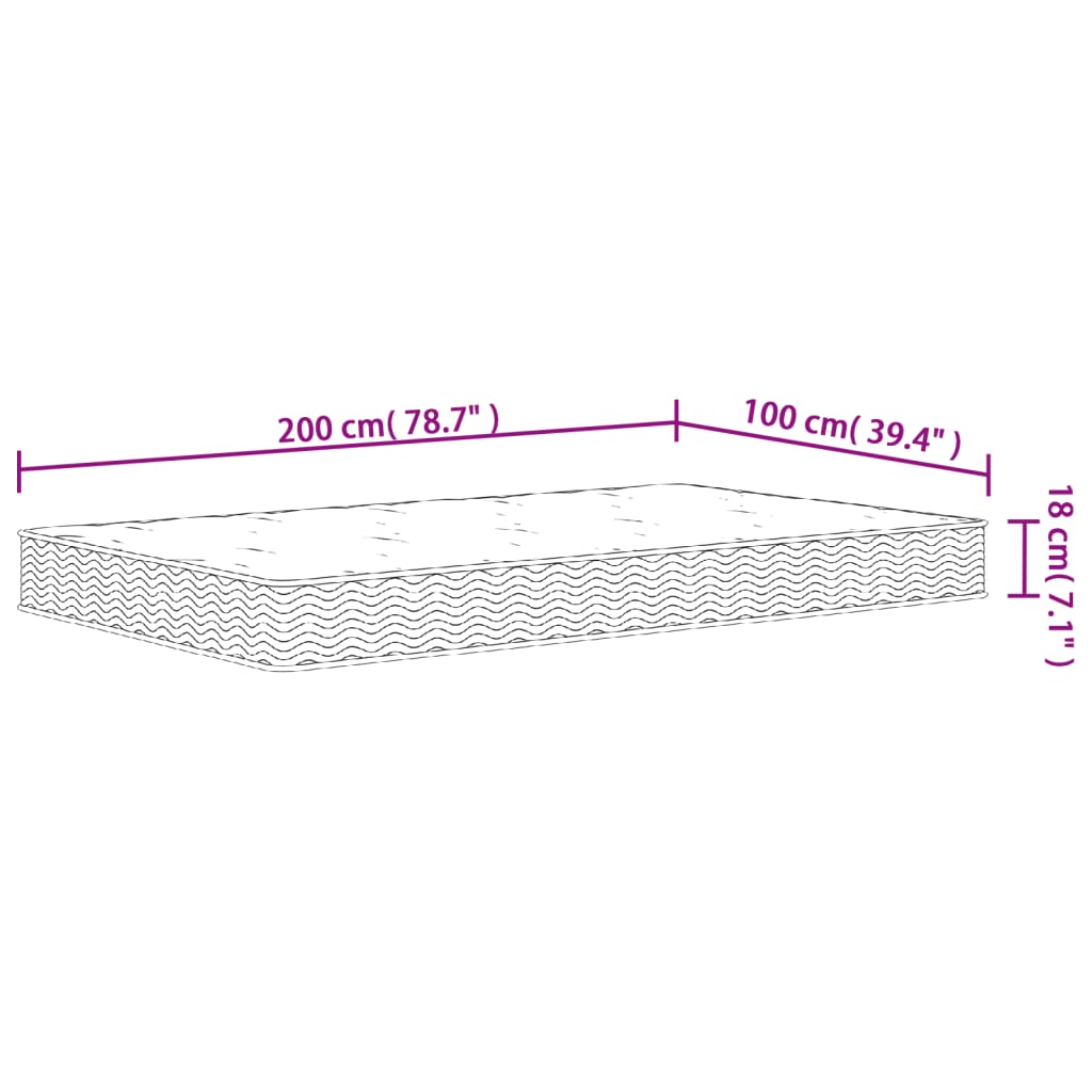 Binnenveringmatras middelhard 100x200 cm