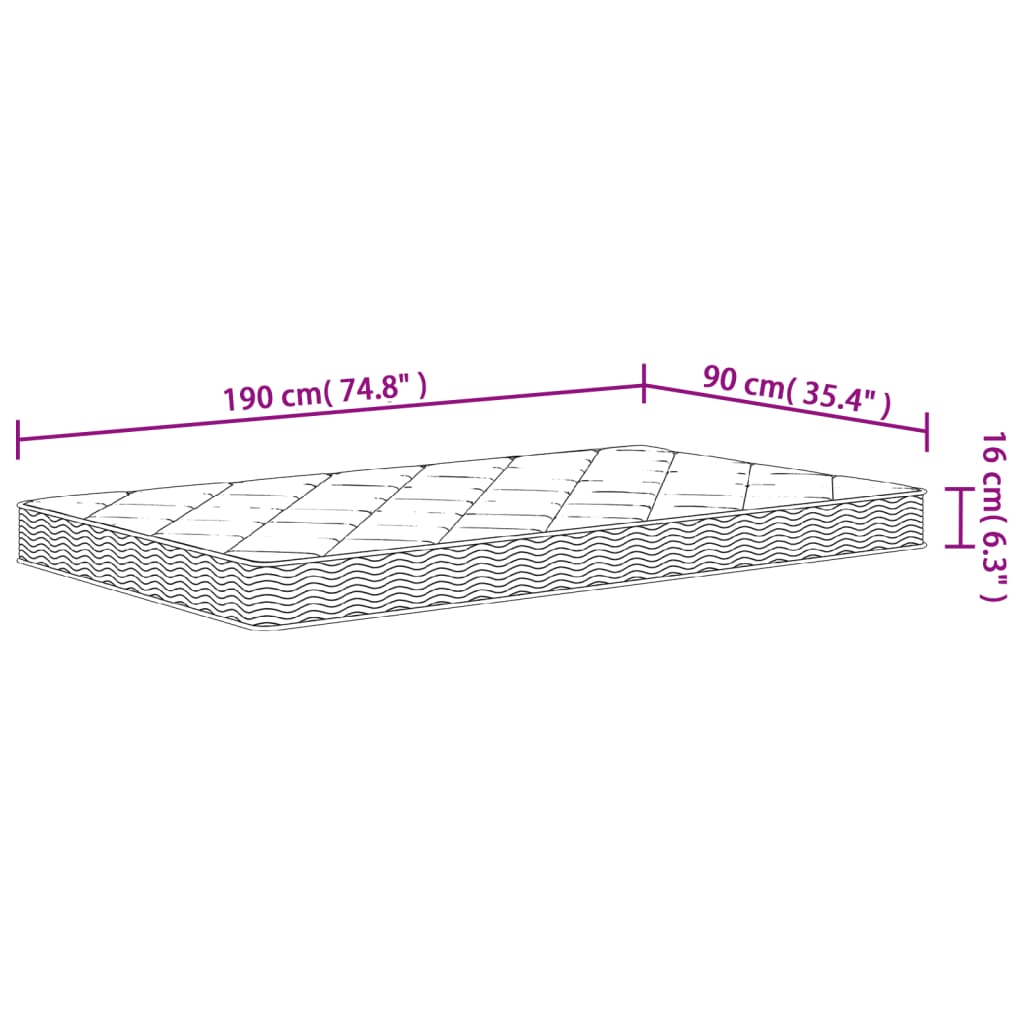 Schuimmatras middelzacht 90x190 cm Single Size