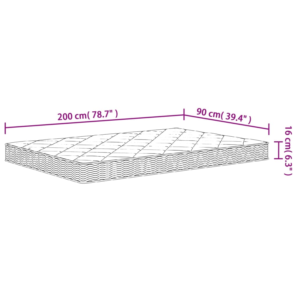 Schuimmatras middelzacht 90x200 cm