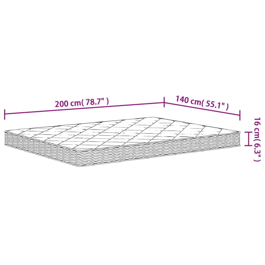 Schuimmatras middelzacht 140x200 cm