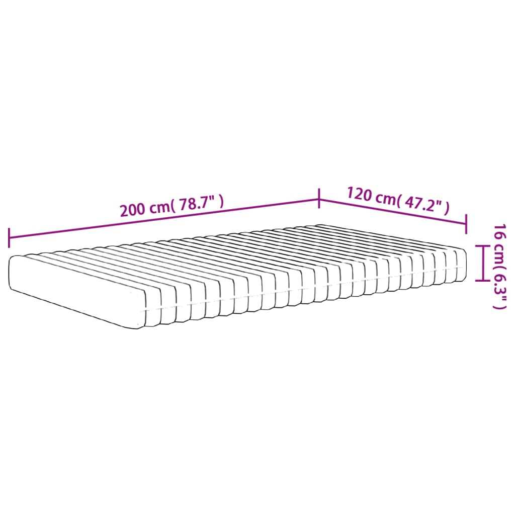 Schuimmatras middelzacht 120x200 cm