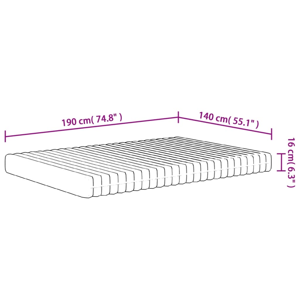 Schuimmatras middelzacht 140x190 cm