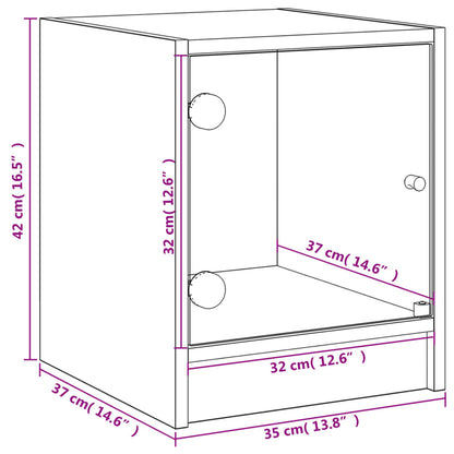Nachtkastjes met glazen deuren 2 st 35x37x42 cm sonoma eiken