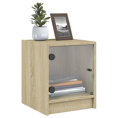 Nachtkastjes met glazen deuren 2 st 35x37x42 cm sonoma eiken