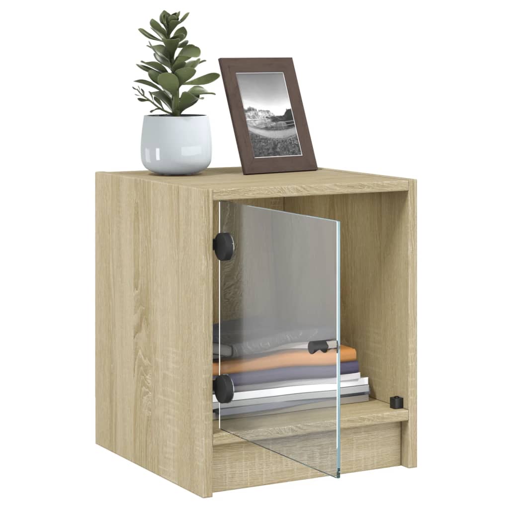 Nachtkastjes met glazen deuren 2 st 35x37x42 cm sonoma eiken