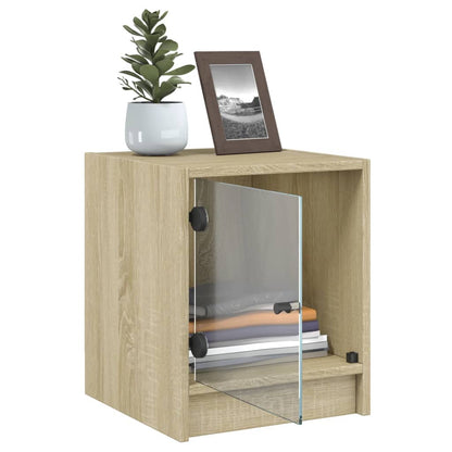 Nachtkastjes met glazen deuren 2 st 35x37x42 cm sonoma eiken