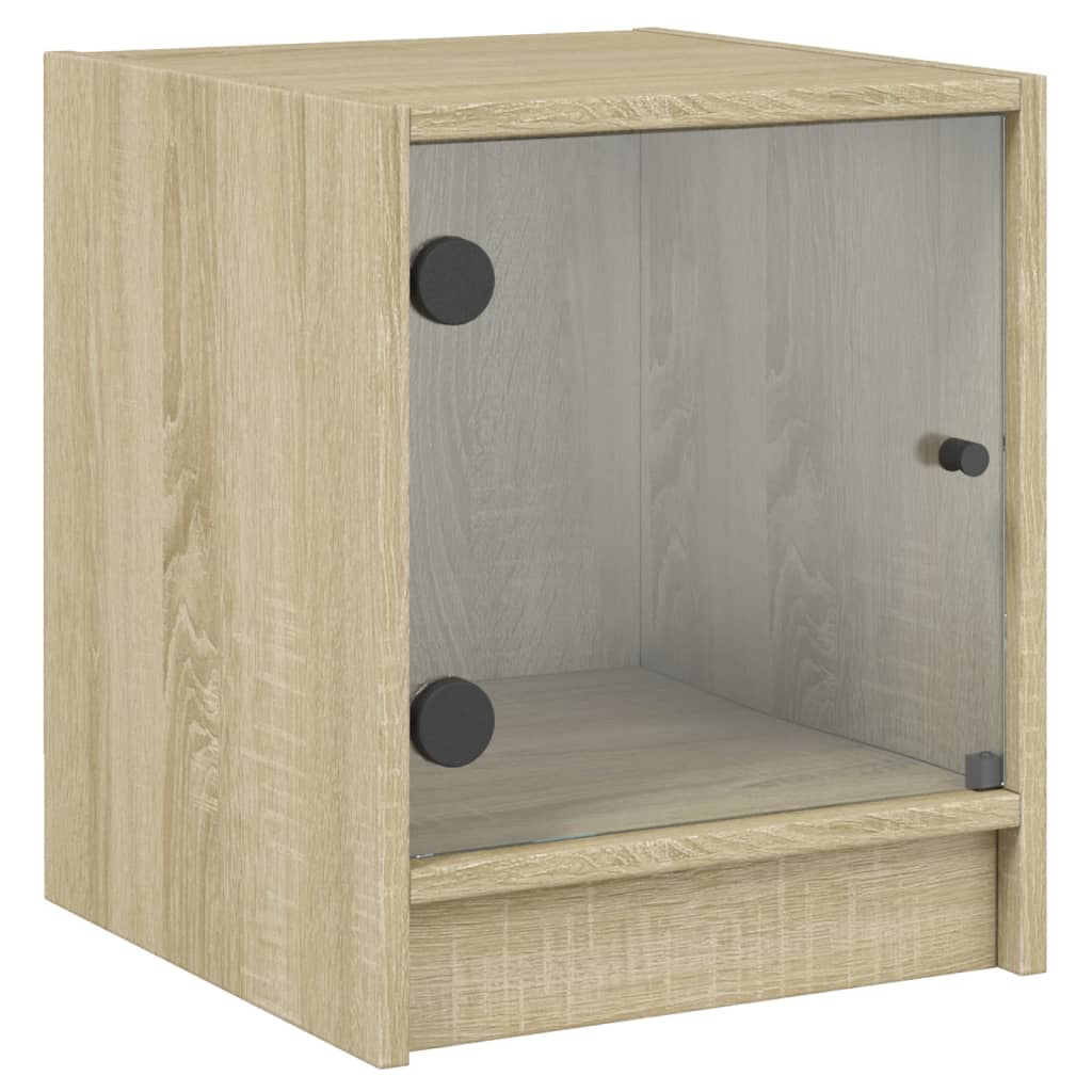 Nachtkastjes met glazen deuren 2 st 35x37x42 cm sonoma eiken
