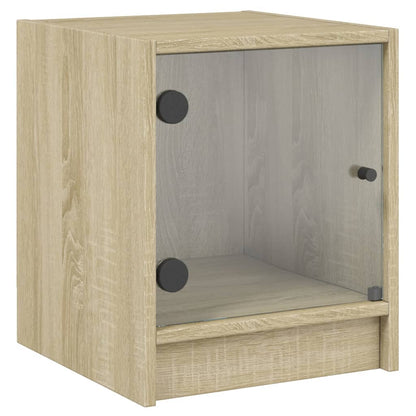 Nachtkastjes met glazen deuren 2 st 35x37x42 cm sonoma eiken