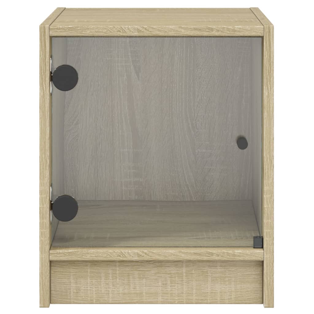 Nachtkastjes met glazen deuren 2 st 35x37x42 cm sonoma eiken