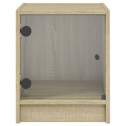 Nachtkastjes met glazen deuren 2 st 35x37x42 cm sonoma eiken