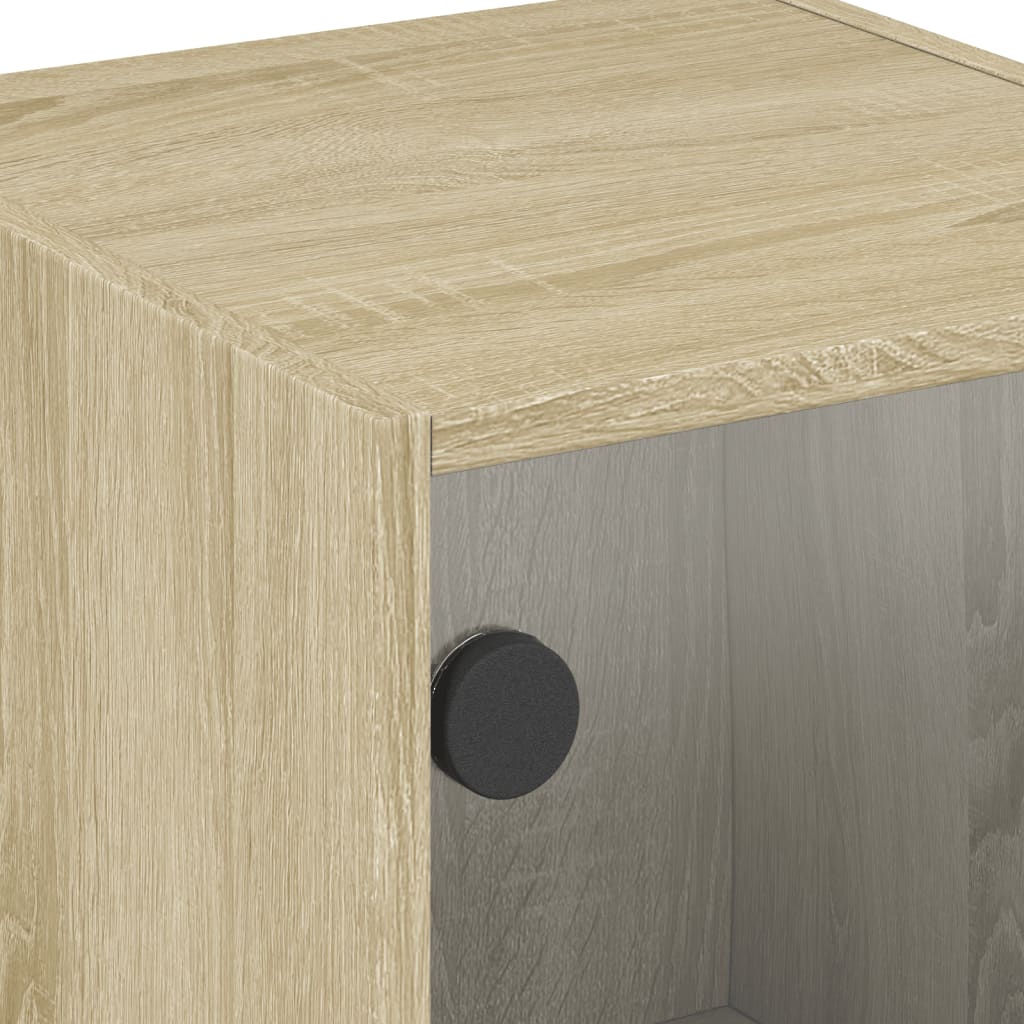 Nachtkastjes met glazen deuren 2 st 35x37x42 cm sonoma eiken