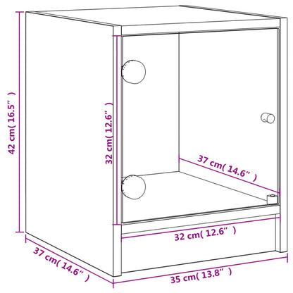 Nachtkastjes met glazen deuren 2 st 35x37x42 cm grijs sonoma