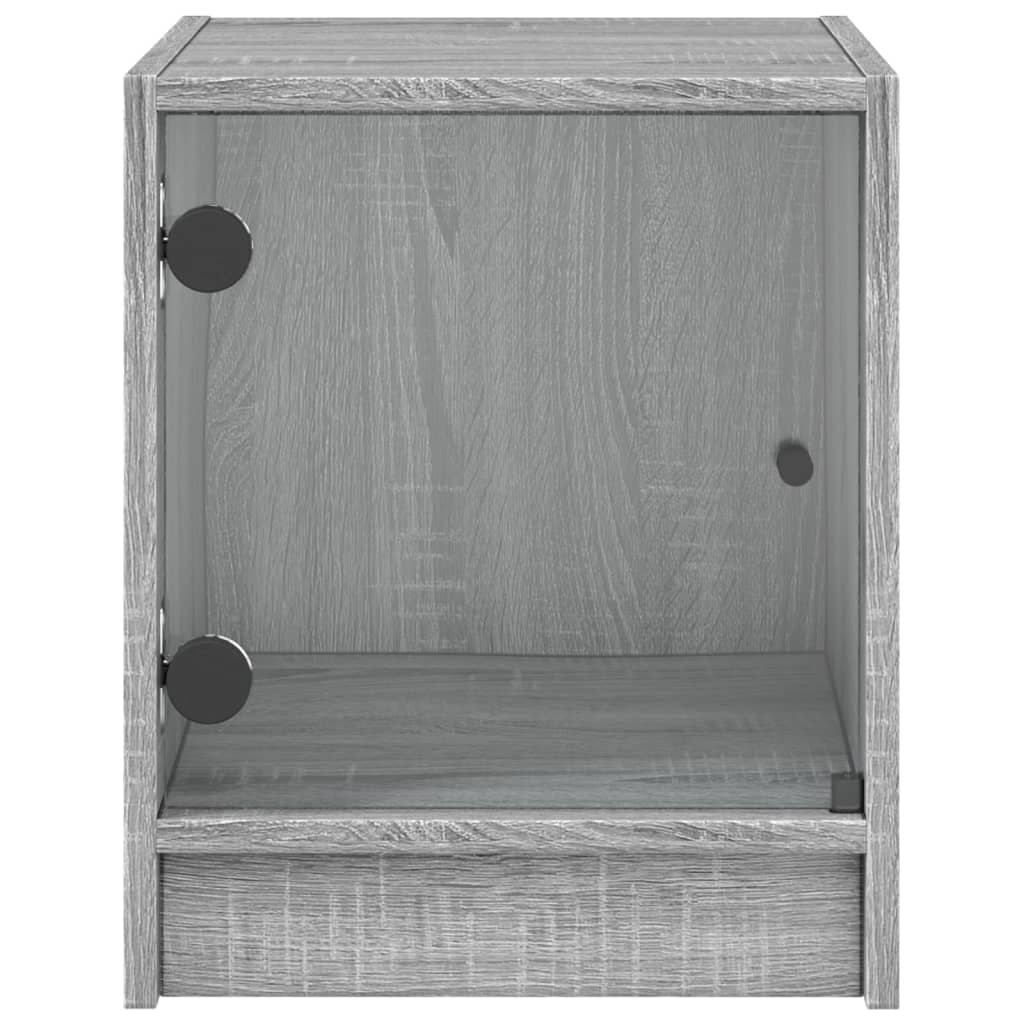 Nachtkastjes met glazen deuren 2 st 35x37x42 cm grijs sonoma