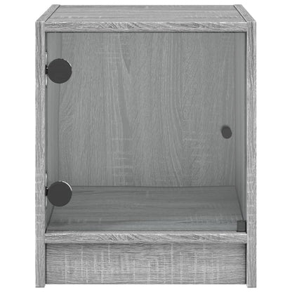 Nachtkastjes met glazen deuren 2 st 35x37x42 cm grijs sonoma