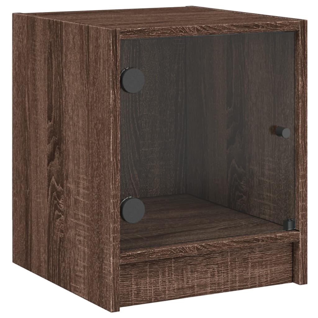 Nachtkastjes met glazen deuren 2 st 35x37x42 cm bruineikenkleur