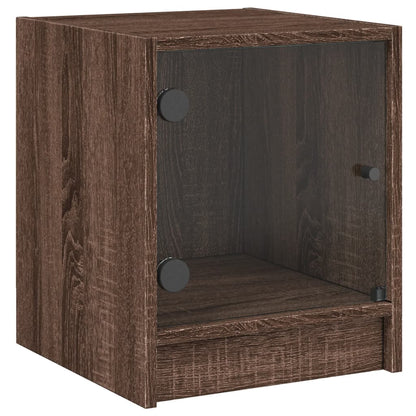 Nachtkastjes met glazen deuren 2 st 35x37x42 cm bruineikenkleur