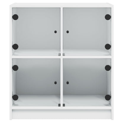 Bijzetkast met glazen deuren 68x37x75,5 cm wit