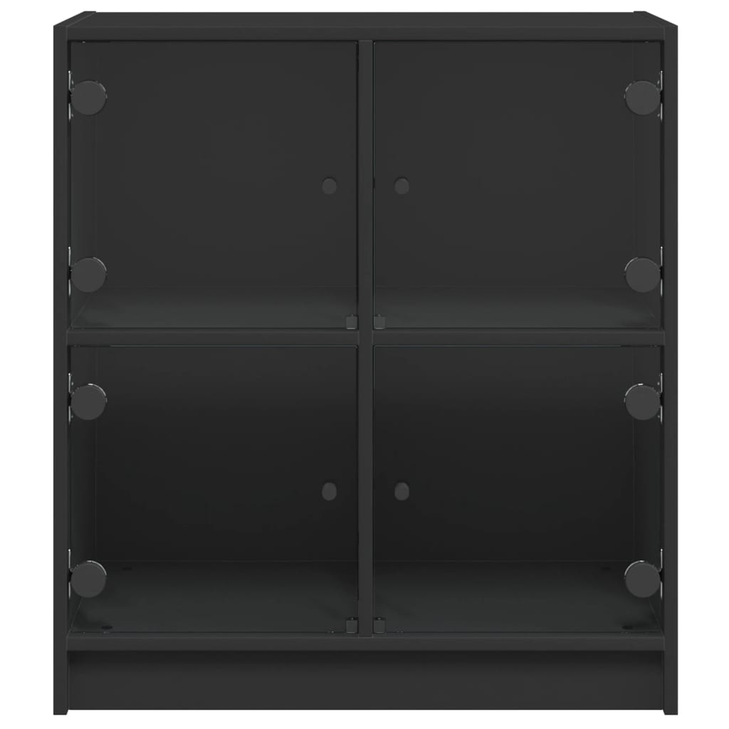 Bijzetkast met glazen deuren 68x37x75,5 cm zwart