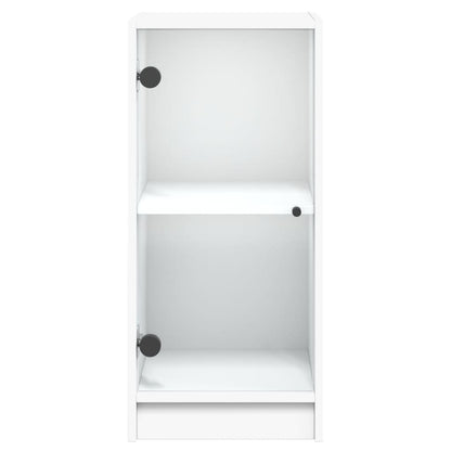 Bijzetkast met glazen deuren 35x37x75,5 cm wit