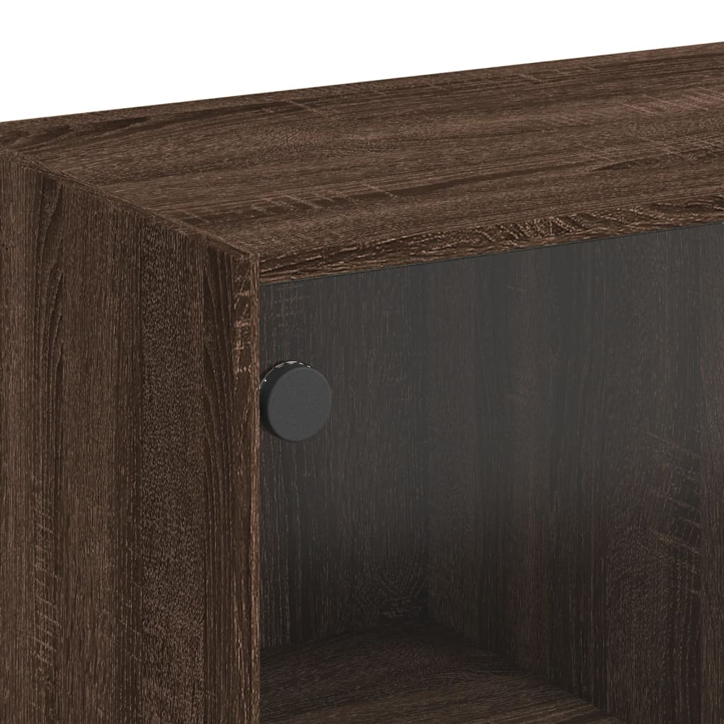 Bijzetkast met glazen deuren 68x37x75,5 cm bruin eikenkleur
