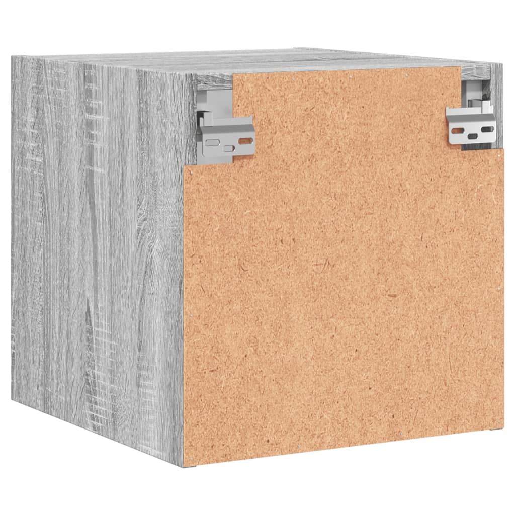 Nachtkastje met glazen deur 35x37x35 cm grijs sonoma eikenkleur