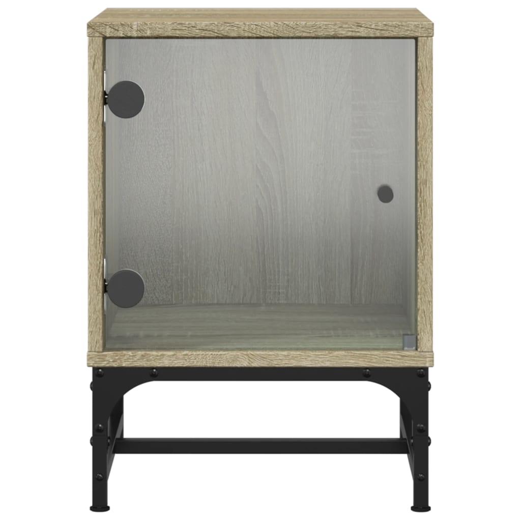 Nachtkastjes met glazen deuren 2 st 35x37x50 cm sonoma eiken