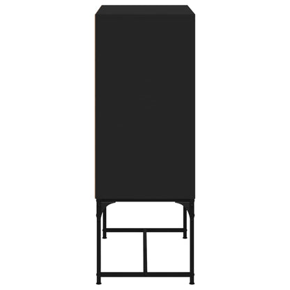 Bijzetkast met glazen deuren 69x37x100 cm zwart