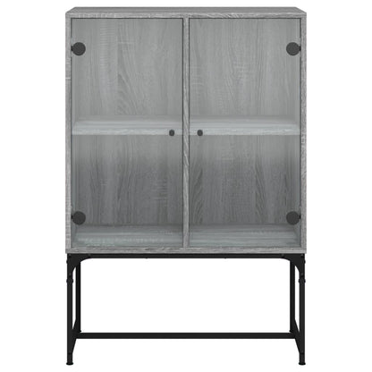 Bijzetkast met glazen deuren 69x37x100 cm grijs sonoma eiken
