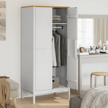 Kledingkast FLORO 77x53x171 cm massief grenenhout wit