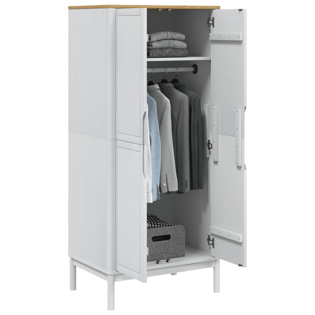 Kledingkast FLORO 77x53x171 cm massief grenenhout wit