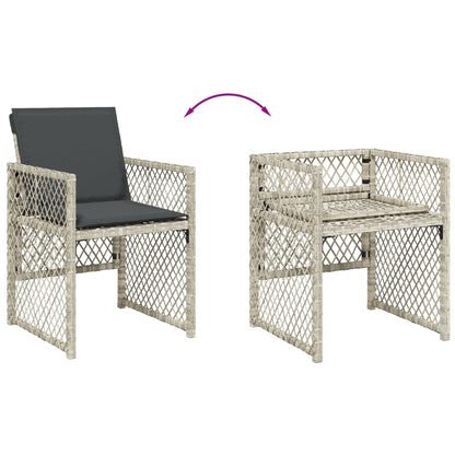Tuinstoelen 4 st met kussens poly rattan lichtgrijs